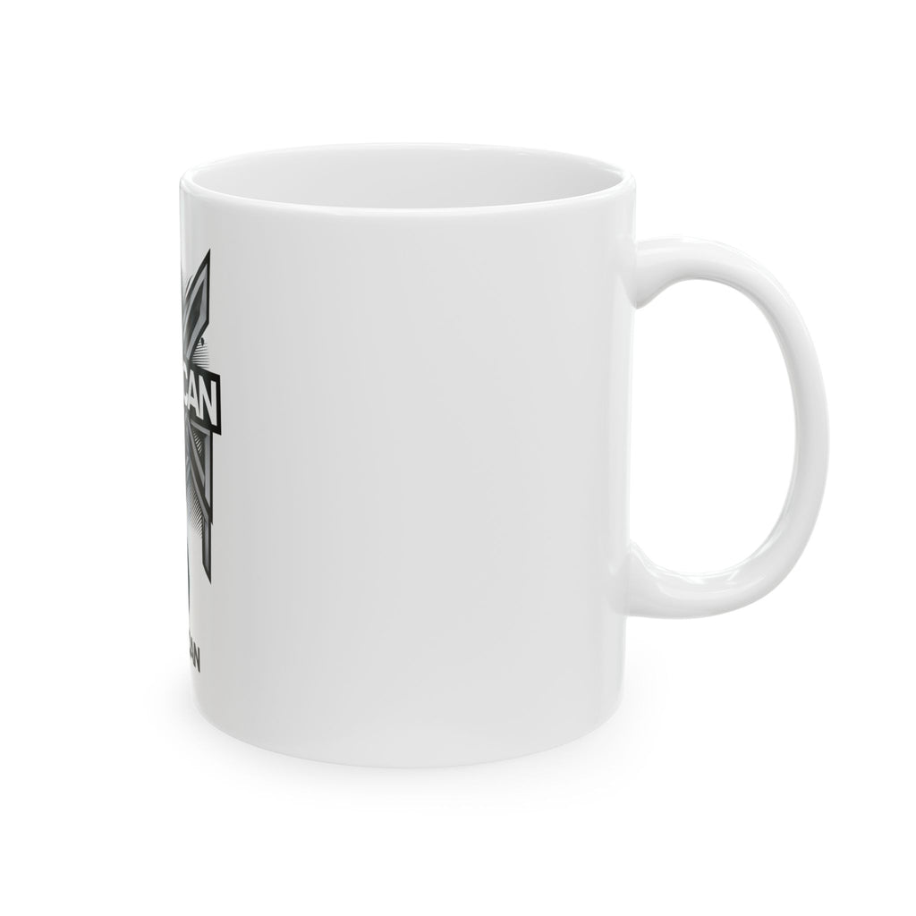 Worxican Logo Ceramic Mug – Monochrome Emblem Coffee Cup (11oz or 15oz)