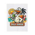 Silly Goose Beach Duck Velveteen Plush Blanket | Surf, Sun, Palm