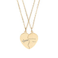 Engraved Break Apart Heart Necklace Set