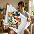 Silly Goose Surfing Duck Beach Towel | Tropical Sun, Palm Drink