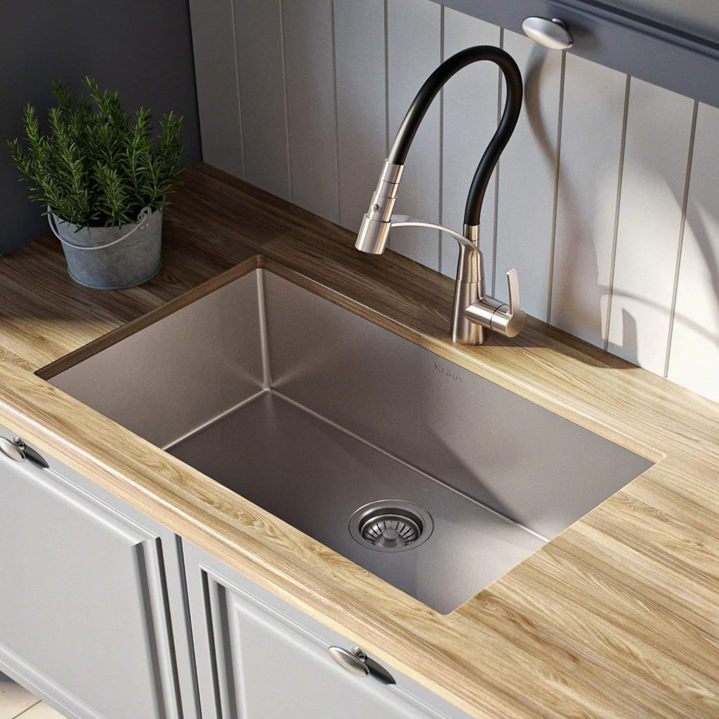 Standart PRO 26-Inch 16 Gauge Undermount Single Bowl Stainless Steel Kitchen Sink, KHU100-26