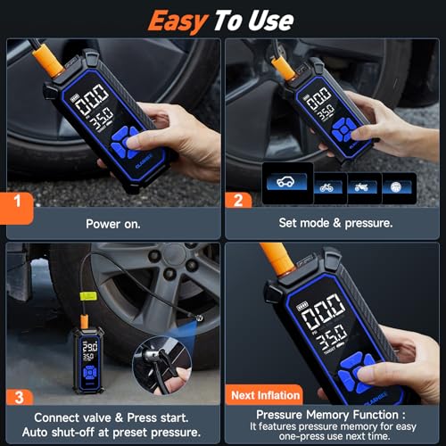 Portable Tire Inflator – Fast & Cordless Air Compressor for Cars, Bikes & More
