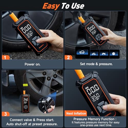 Portable Tire Inflator – Fast & Cordless Air Compressor for Cars, Bikes & More