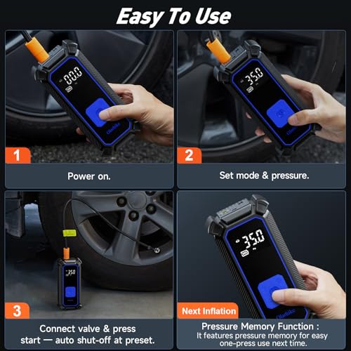 Portable Tire Inflator – Fast & Cordless Air Compressor for Cars, Bikes & More