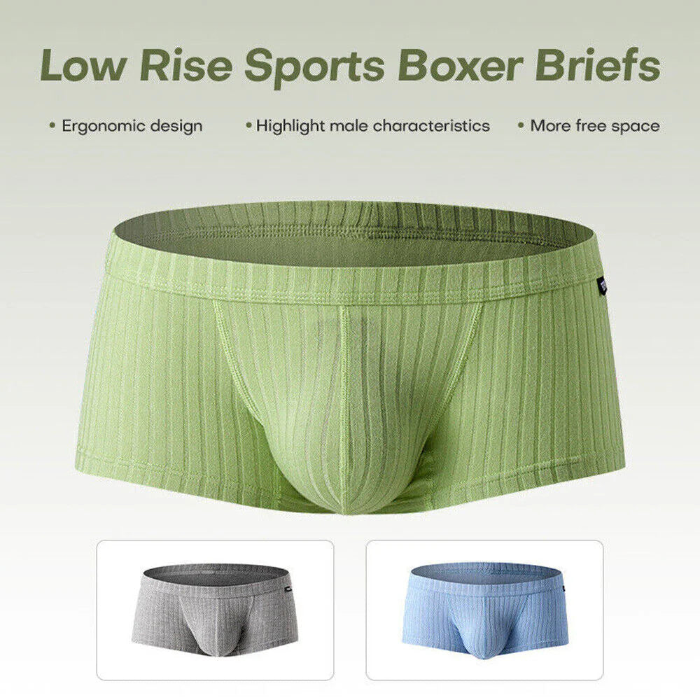 Men'S Sexy Underwear Low Waist Briefs U Pouch Boxers Striped Shorts Underpants