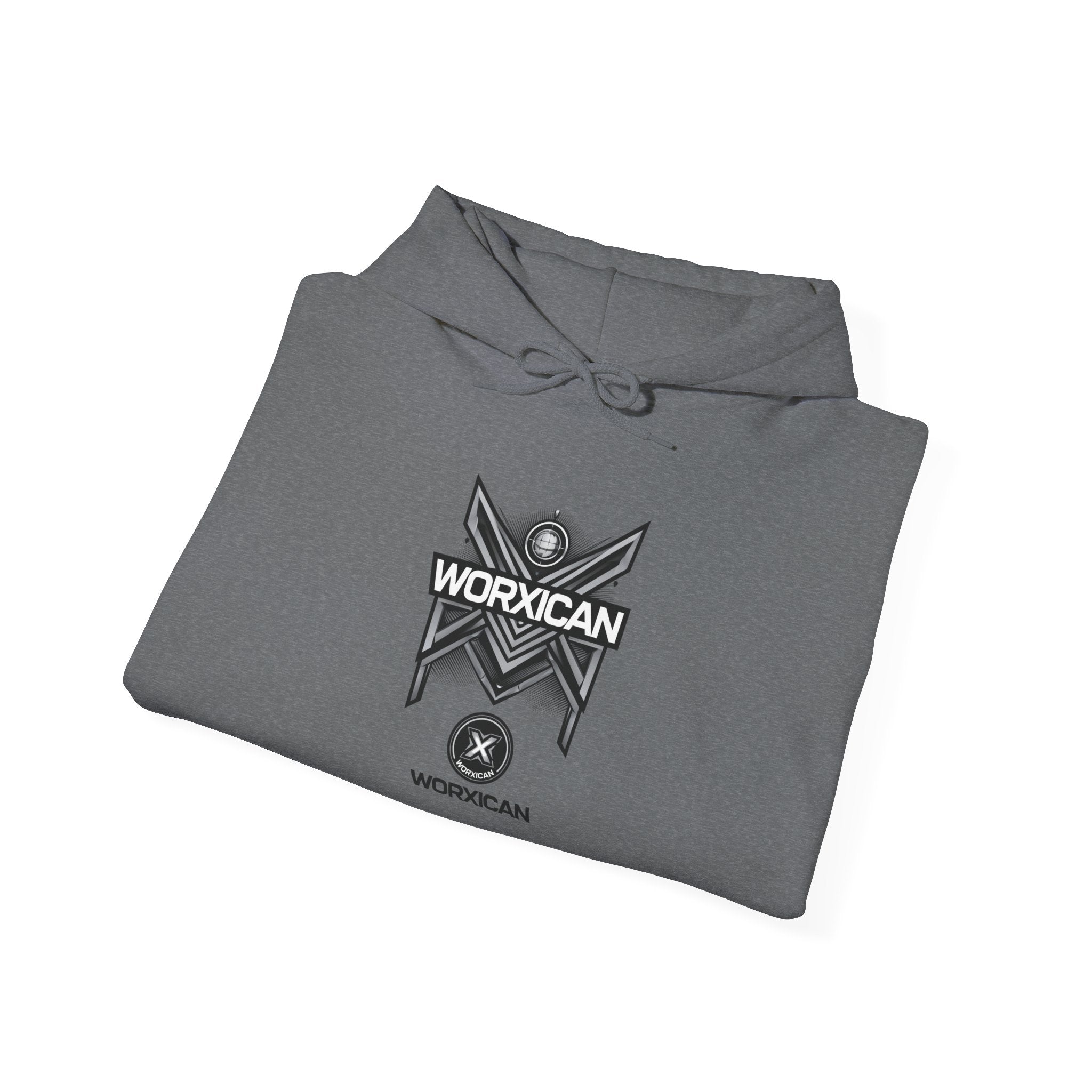 WORXICAN geometric X logo Hoodie | silver text streetwear