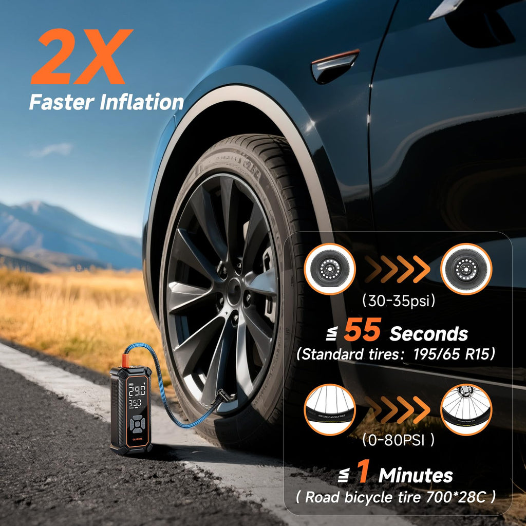 Portable Tire Inflator – Fast & Cordless Air Compressor for Cars, Bikes & More
