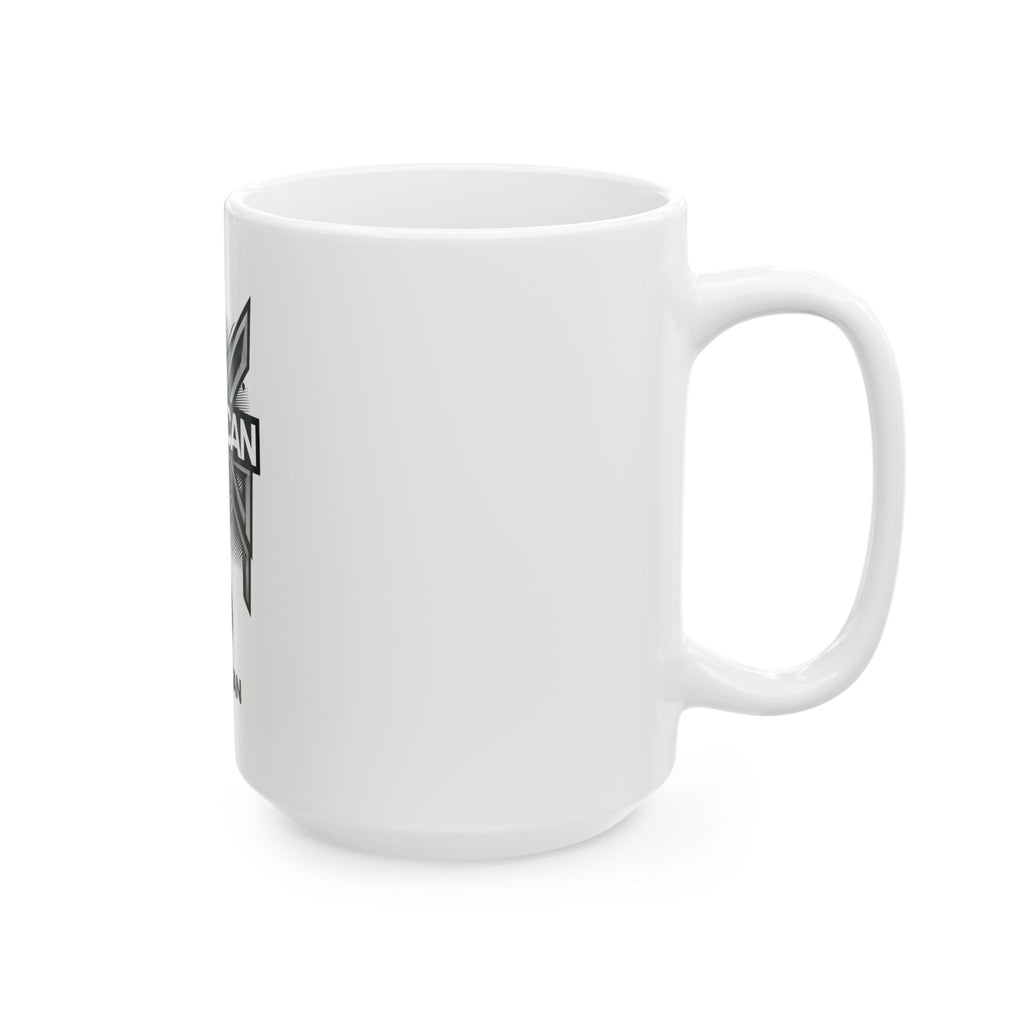 Worxican Logo Ceramic Mug – Monochrome Emblem Coffee Cup (11oz or 15oz)