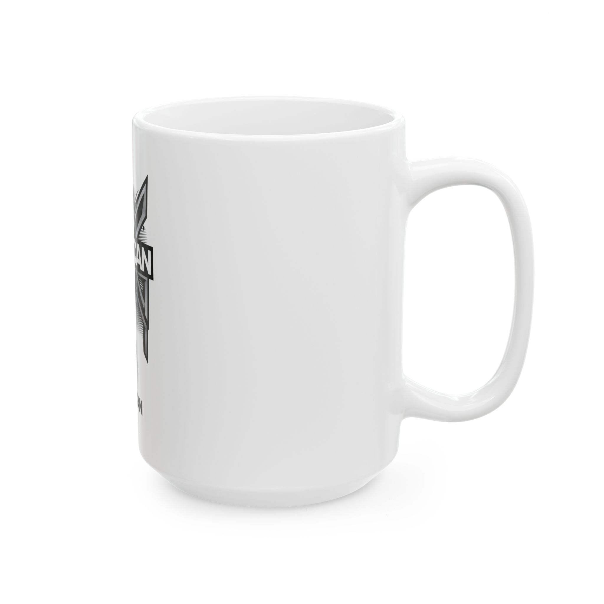Worxican Logo Ceramic Mug – Monochrome Emblem Coffee Cup (11oz or 15oz)