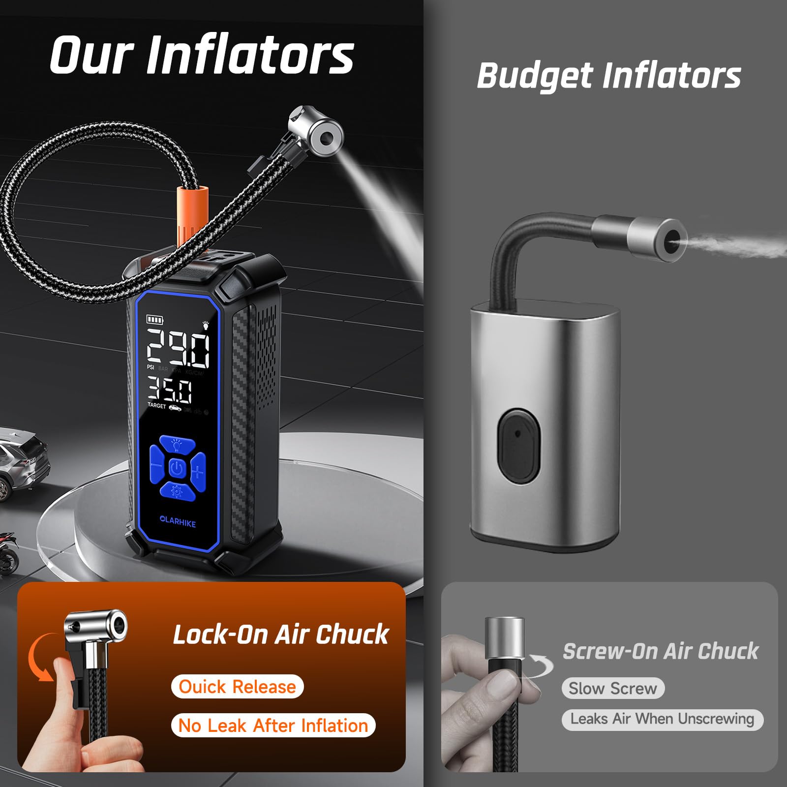 Portable Tire Inflator – Fast & Cordless Air Compressor for Cars, Bikes & More