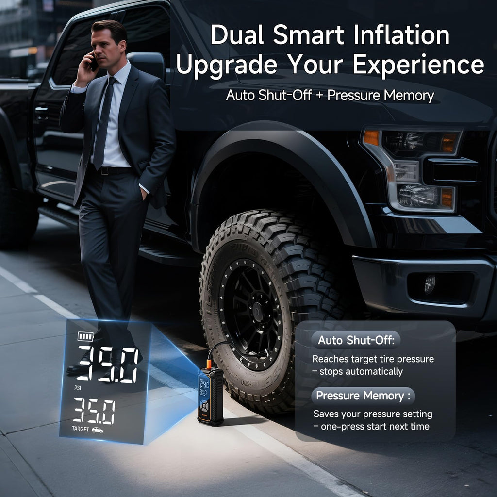 Portable Tire Inflator – Fast & Cordless Air Compressor for Cars, Bikes & More