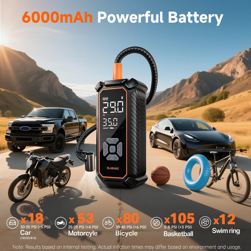 Portable Tire Inflator – Fast & Cordless Air Compressor for Cars, Bikes & More
