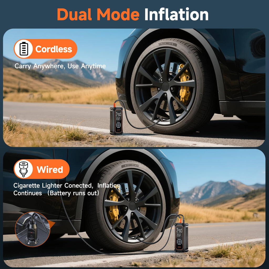 Portable Tire Inflator – Fast & Cordless Air Compressor for Cars, Bikes & More