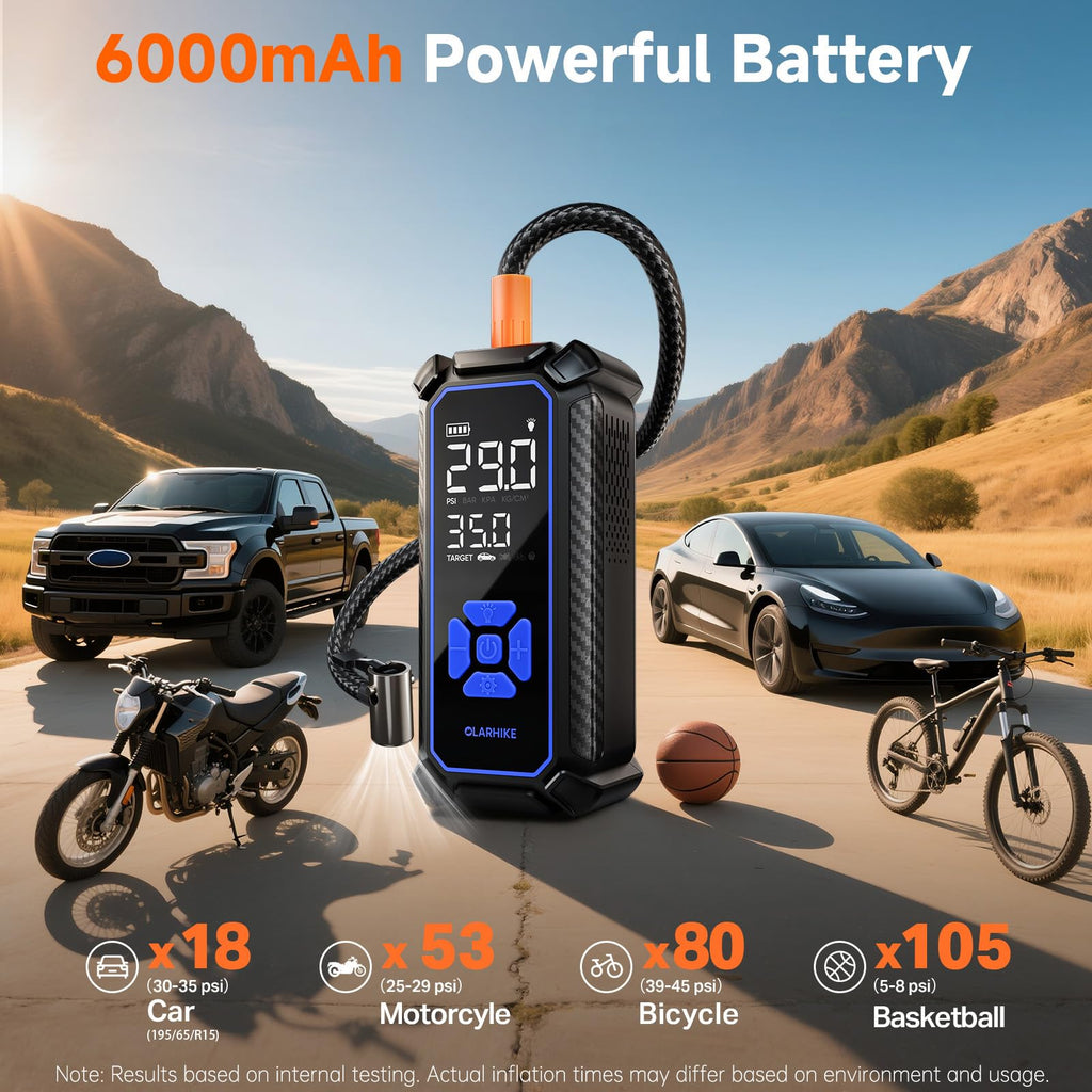 Portable Tire Inflator – Fast & Cordless Air Compressor for Cars, Bikes & More