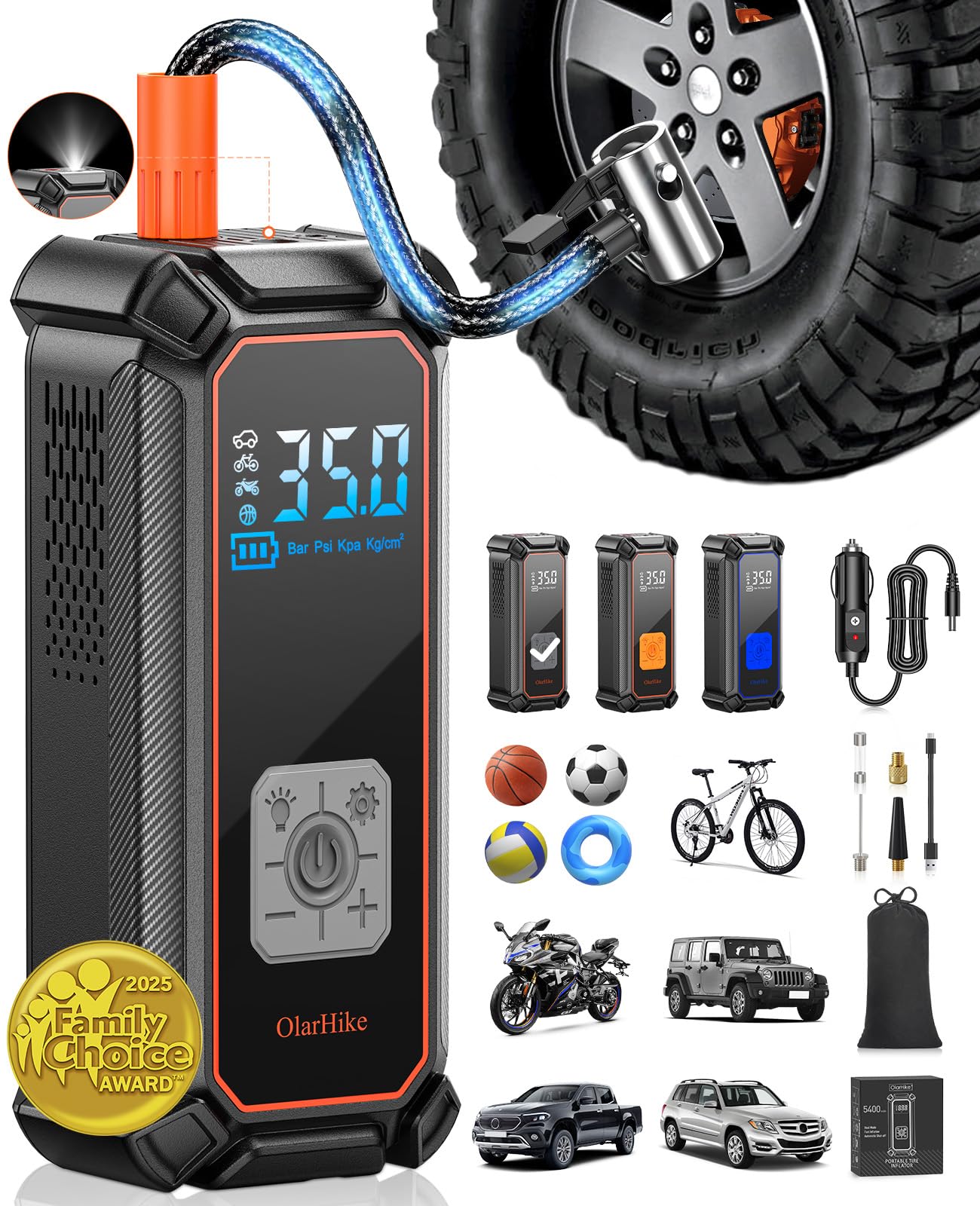Portable Tire Inflator – Fast & Cordless Air Compressor for Cars, Bikes & More