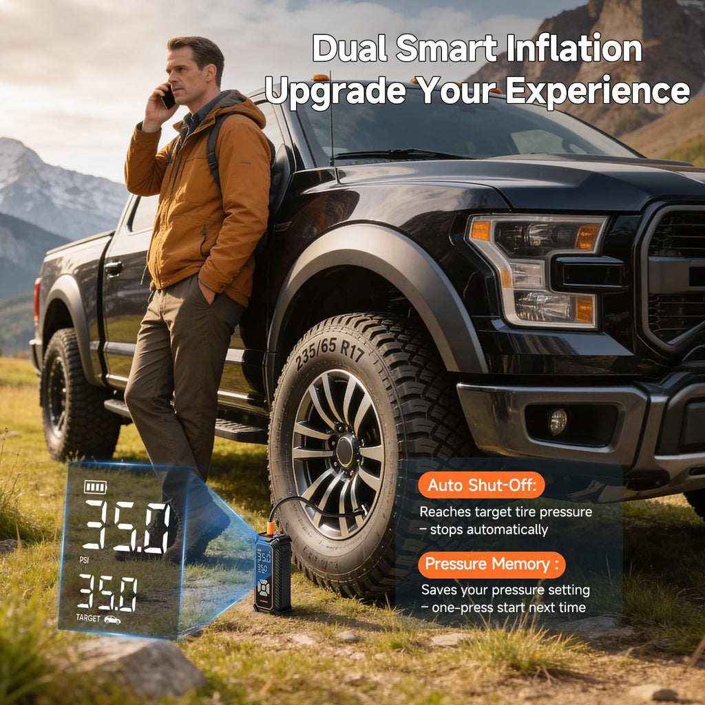 Portable Tire Inflator – Fast & Cordless Air Compressor for Cars, Bikes & More