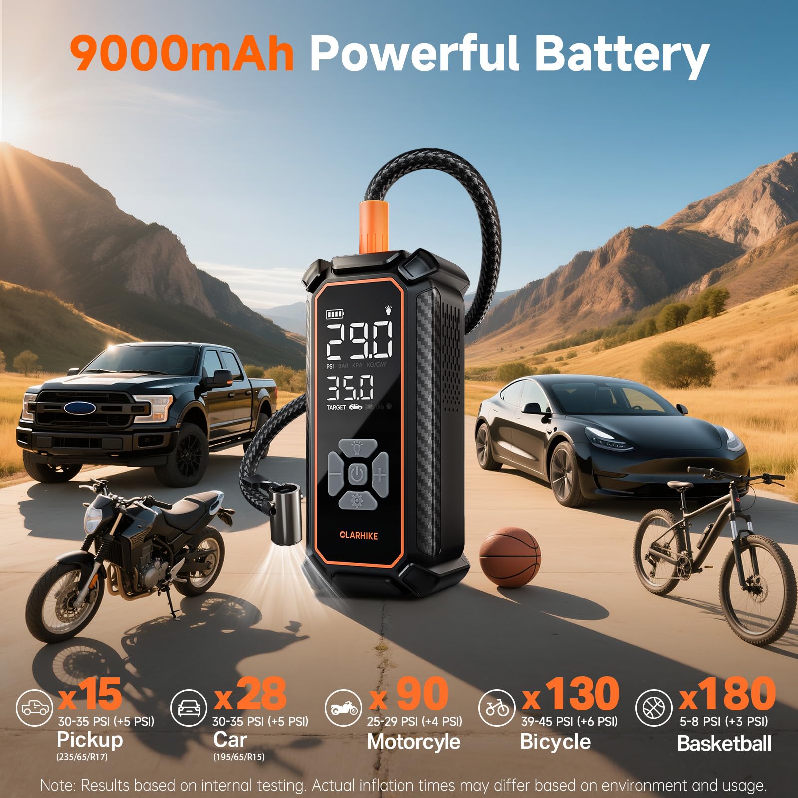 Portable Tire Inflator – Fast & Cordless Air Compressor for Cars, Bikes & More