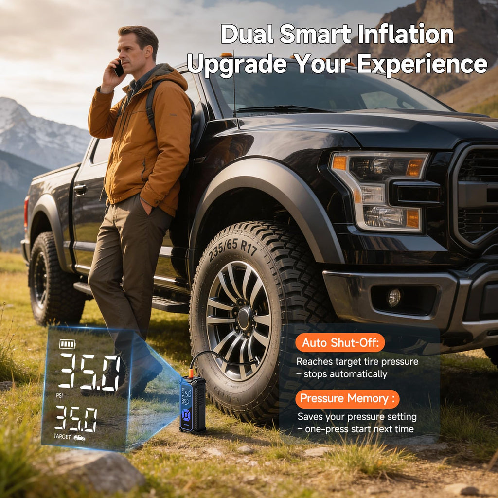 Portable Tire Inflator – Fast & Cordless Air Compressor for Cars, Bikes & More