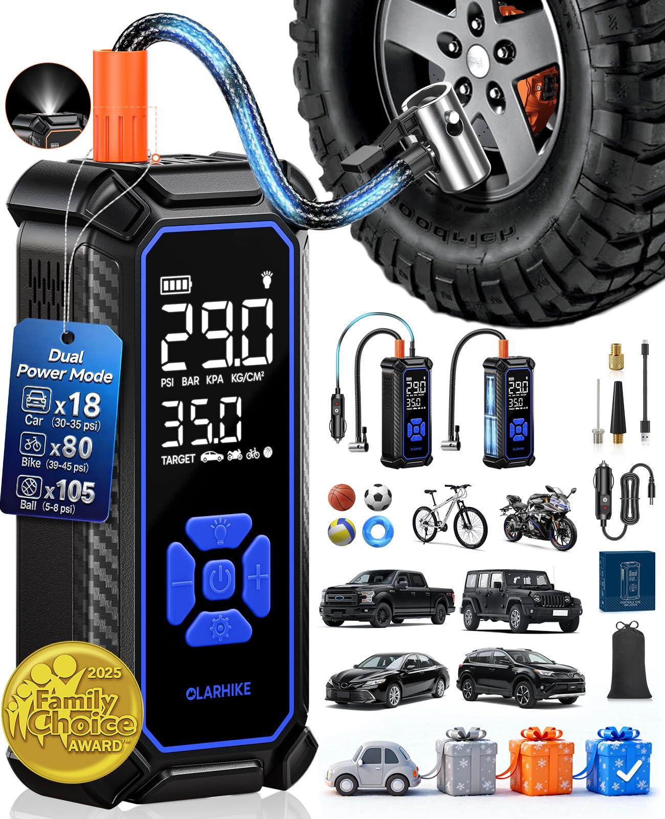 Portable Tire Inflator – Fast & Cordless Air Compressor for Cars, Bikes & More