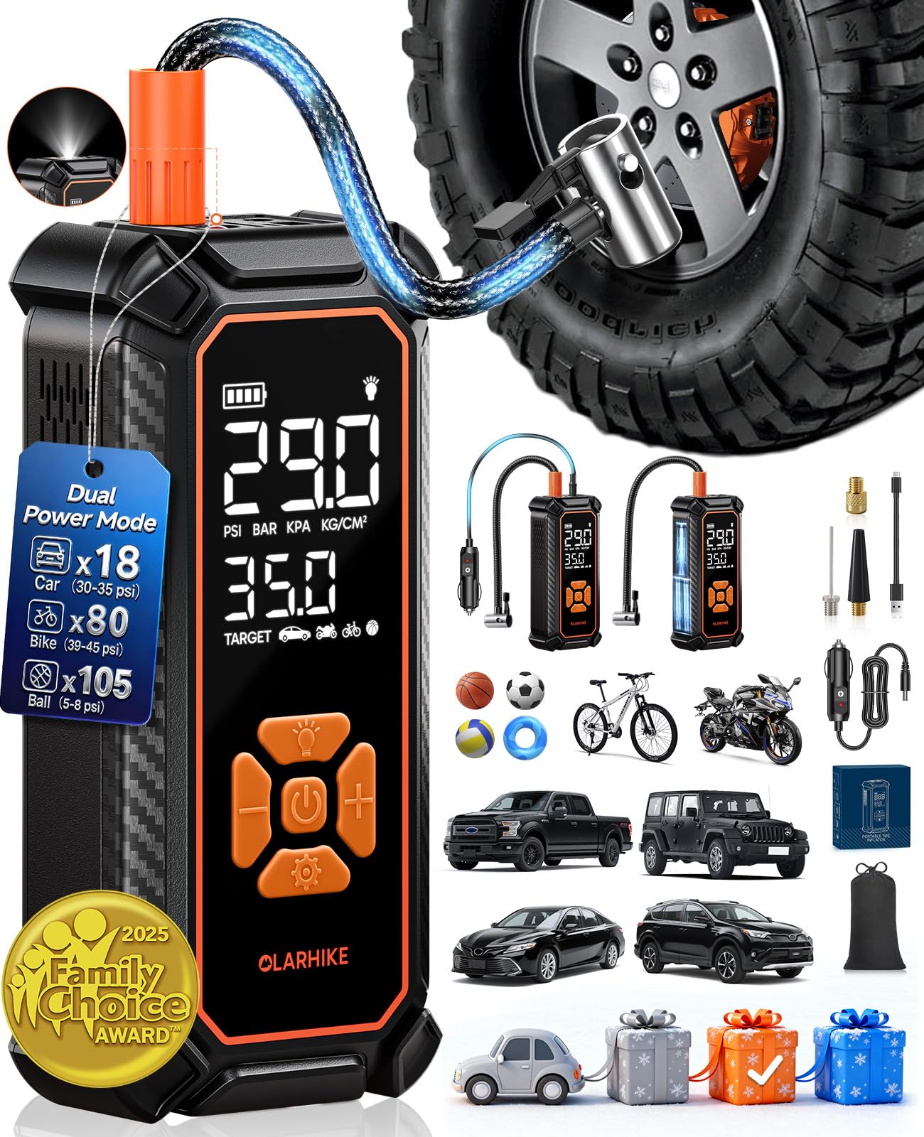 Portable Tire Inflator – Fast & Cordless Air Compressor for Cars, Bikes & More