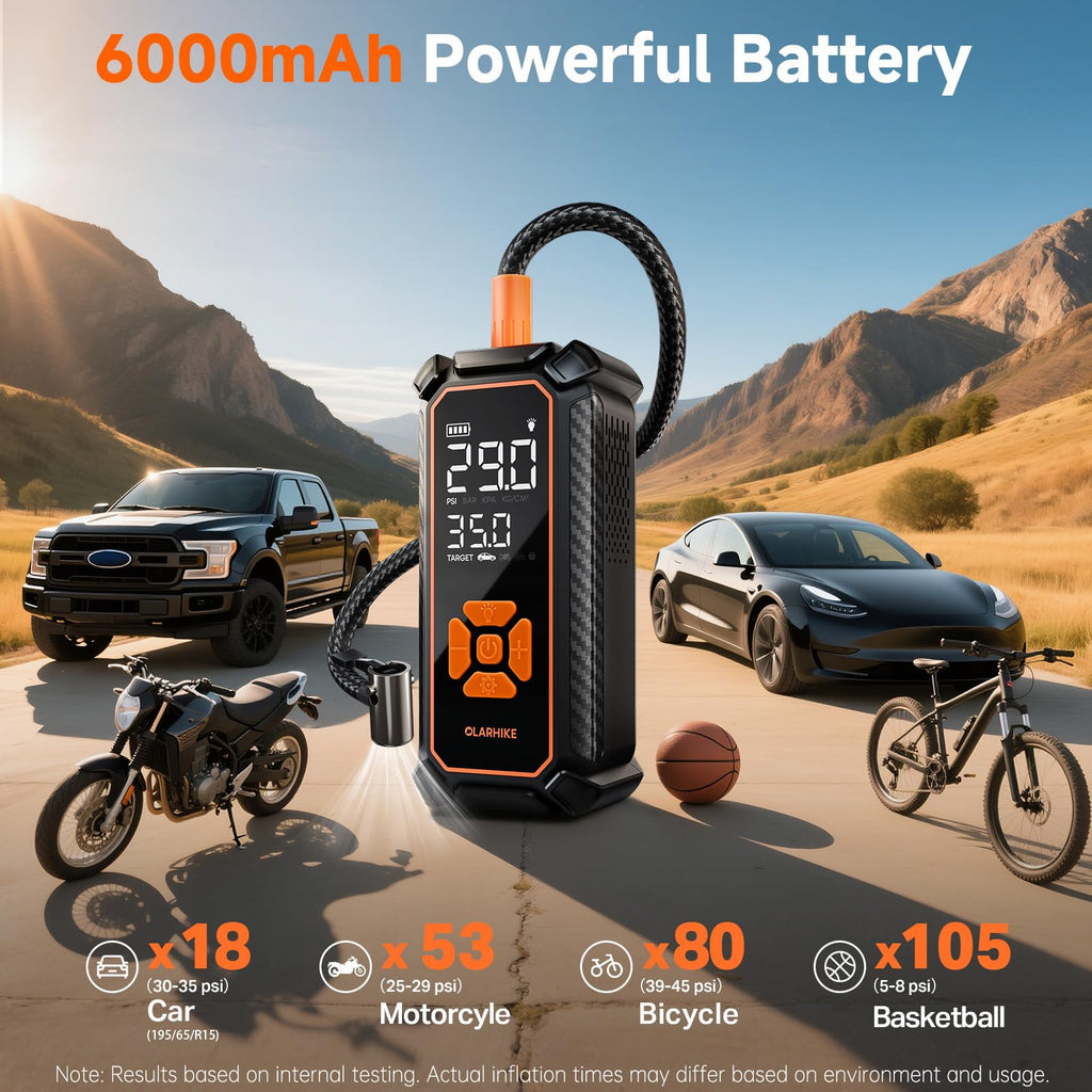 Portable Tire Inflator – Fast & Cordless Air Compressor for Cars, Bikes & More