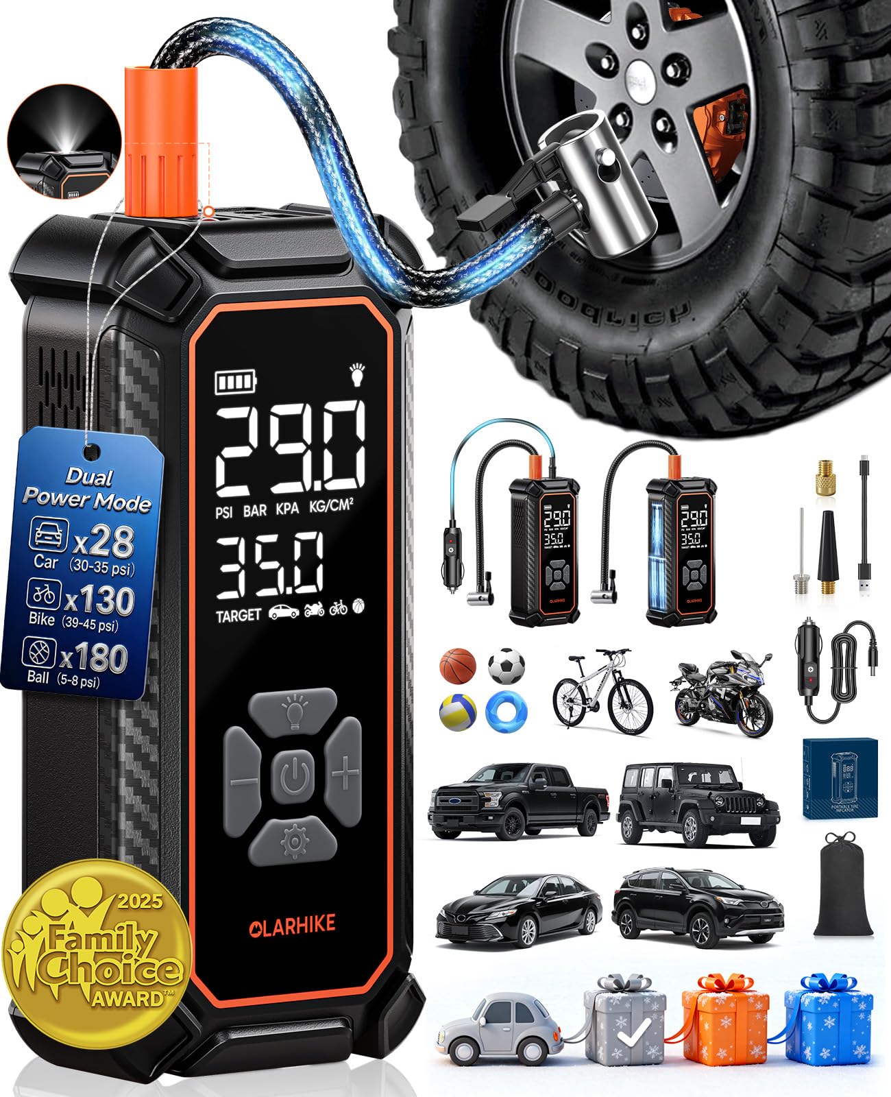 Portable Tire Inflator – Fast & Cordless Air Compressor for Cars, Bikes & More