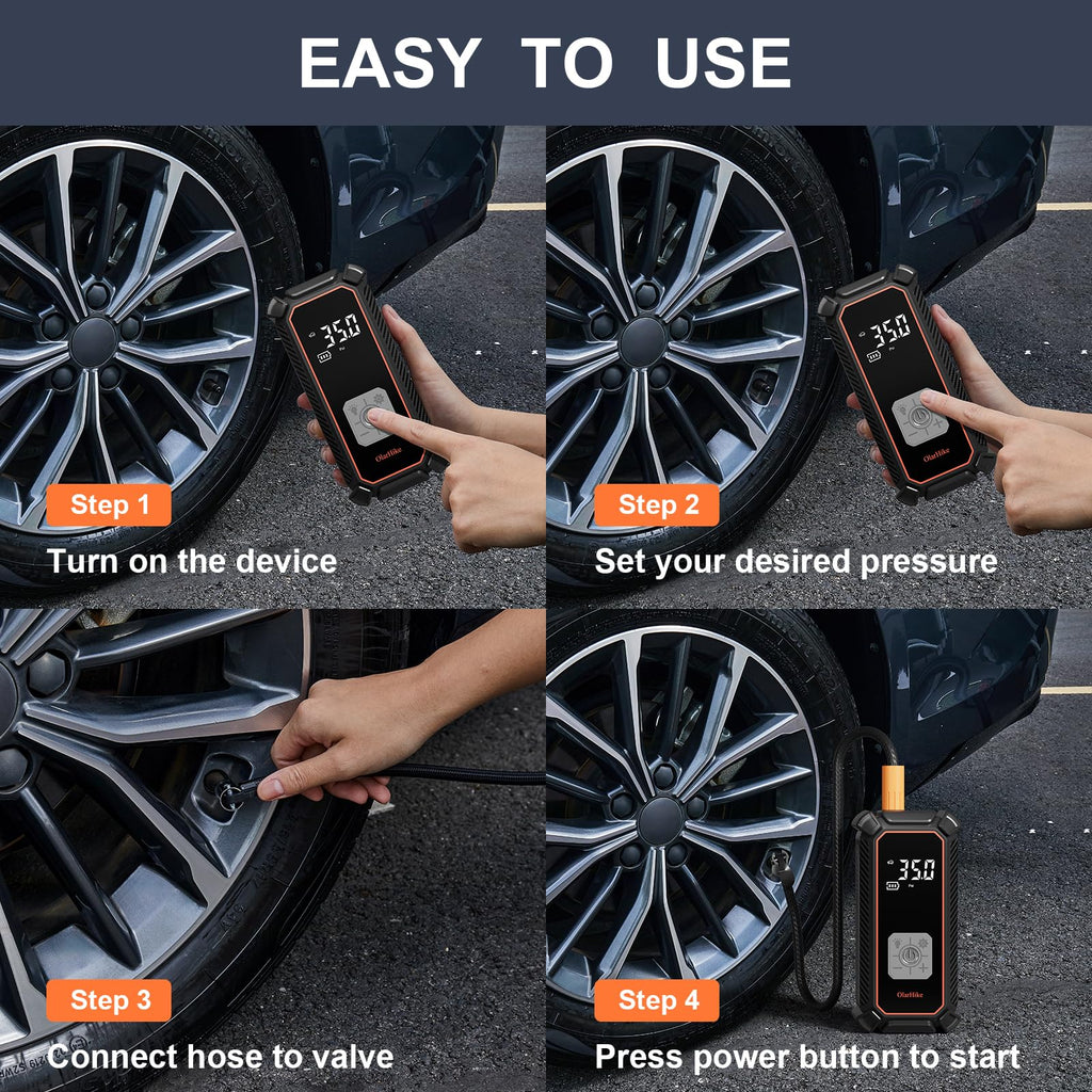 Portable Tire Inflator – Fast & Cordless Air Compressor for Cars, Bikes & More