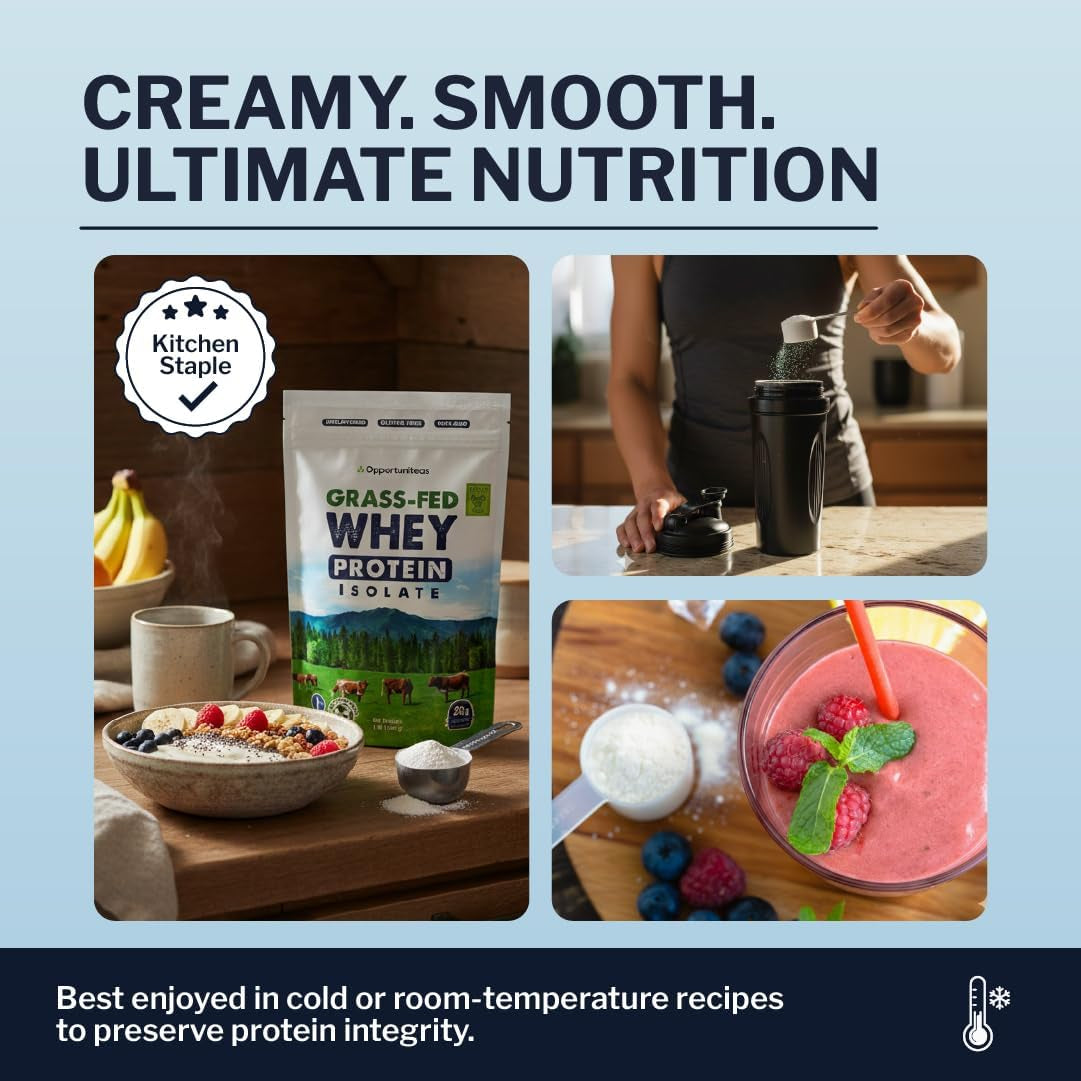 Grass Fed Whey Isolate Protein Powder – Unflavored, Heavy-Metal Tested, 28G Protein, Sourced from Ireland, Hormone-Free, Non-Gmo, Packaged in USA – 1Lb