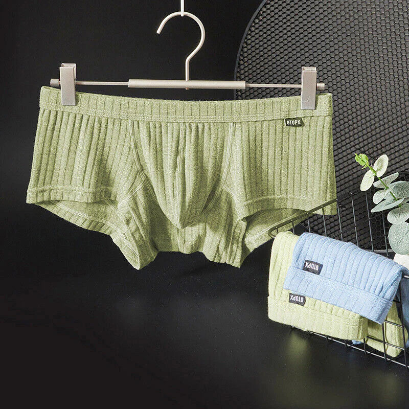 Men'S Sexy Underwear Low Waist Briefs U Pouch Boxers Striped Shorts Underpants
