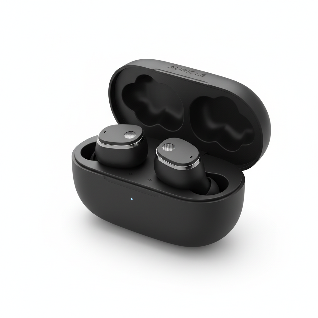 Wireless Noise-Cancelling Earbuds on white background